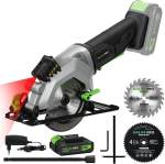 Galax pro akuga ketassaag, 20 v (2,0 ah aku koos laadijaga), laserjuhik, 2 x ketassae tera l&auml;bim&otilde;&otilde;t 115 mm, 3400 p/min, 45&deg; reguleeritav kaldenurk