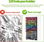 120 pliiatsi hoidja lauale, lauamarkeri hoidja, pliiatsihoidja eemaldatava vaheseinaga, markerite hoiustamine, mahutab signeerimispliiatseid, pliiatseid, harilikke pliiatseid, kunstipintsleid