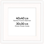 Valge fotoraam HEN PASS 1 40x40 cm passepartoutiga (30x30)
