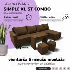 Suur nurgadiivan lauaga ja puffidega Simple XL St Combo Pruun