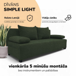 Kahe kohaline lahtik&auml;iv diivan Simple Light ilma k&auml;etugedeta, Podrez, t&uuml;rkiisroheline