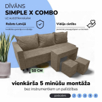 Kahe inimese diivan-voodi lauaga ja puffidega Simple X Combo, Podrez, beež