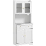 K&ouml;&ouml;gikapp t&ouml;&ouml;pinnaga, veiniklaarihoidja, sahverkapp k&ouml;&ouml;ki, s&ouml;&ouml;gituppa, 170 cm, MDF, klaas, valge