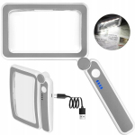 Optiline seade LED-luup lugemiseks, k&auml;eshoitav, suur, kokkupandav luup valgustusega