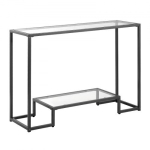 Konsoollaud, 107x35.4x75.5 cm, must, klaas ja raud