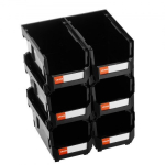 Hoiukastid, Virnastatavad plastikust 37.7x21.5x18 cm, Must, organiseerimiseks