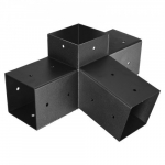 Pergola kronsteinikomplekt, 4-suunaline kaldus 92x92 mm puidust taladele, s&uuml;sinikteras, must, &otilde;ue