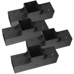 Pergola kinnituskomplekt, T-kujuline 3-suunaline, 92x92 mm, must, teras