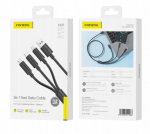Foneng Xs07 3-in-1 laadimiskaabel: C, Lightning, Micro, 3a, 1,2 m, must