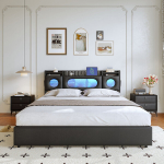 140x200 cm must PU &otilde;hkmadrats USB pesa, LED valgusti ja panipaigaga