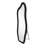 Ebakorrap&auml;rase kujuga t&auml;ispikk peegel sametraamiga, must, 140&times;54 cm