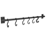 Seinale kinnitatav k&ouml;&ouml;giriiul 6 konksuga, alumiinium, must, 40 cm