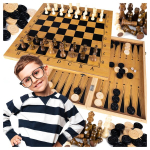Lauam&auml;ng Male, Kabe ja Backgammon, puidust, suur, Stalo žaidimas &scaron;achmatai &scaron;a&scaron;kės ir triktrak medinis klasikinis didelis
