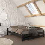 Voodi KOMFORTAS koos madratsiga, 180x200 cm, Must