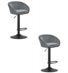 Baaritoolid Hoker EAST Velvet Grey musta jalaga (komplekt 2 tooliga)