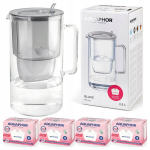 Veefiltrikann Aquaphor Glass 2,5L, hall, 4 veefiltriga