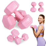 Hex hantlite komplekt 2x4 kg, harjutusraskused, fitness koormus, roosa, ModernHome