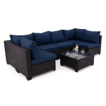V&auml;lim&ouml;&ouml;bli komplekt LIVANI|Tehnorattan|Must|Padjad Navy blue