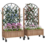 Outsunny komplekt 2 t&otilde;stetud voodi istutuskast rulliga, trellis, trellis istutuskast lillekast puust, aia trellis 152x25x97cm aia r&otilde;dule terrassile, lillepott ronitaimedele punutud taimedele, Ruda
