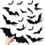 Veekindel 3D Halloweeni dekoratsioonide nahkhiirte kleepsude komplekt Smartelf 72 tk Must