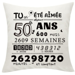 Juubeli 50. s&uuml;nnip&auml;eva padjap&uuml;&uuml;r taskutega Yamonic 45 x 45 cm, valge