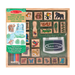 Templite komplekt Melissa & Doug Stamp-a-Scene Rain Forest, 20 puidust templit, pestav tindipadi, 5 v&auml;rvilist pliiatsit
