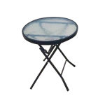 Kokkupandav aialaud &bdquo;Patio Henri&ldquo; klaasist lauaplaadiga, kompaktne, 40x40 cm