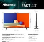 Hisense 43e6kt 108 cm (43 tolli) teler, 4k Uhd, Smart Tv, Hdr, Dolby Vision, Triple Tuner Dvb-c/s/s2/t/t2, raamita, Wifi, Bluetooth, sisseehitatud Alexa, Dts Virtual X, hotellirežiim, must [2023]