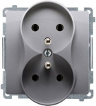 Kahekordne elektripistikupesa "simon Basic" Inox Metalik