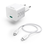 Hama Mini 20w Pd/qualcomm laadija Usb-c to Lightning kaabliga, valge