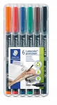 Staedtler Lumocolor 317 M p&uuml;simarkerid, 6 v&auml;rvi, 1mm