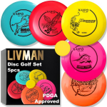 5-kettaga golfiketaste komplekt LIVMAN D011, millel on 3 draiverit, 1 keskmise ulatusega ketta, 1 putter ja 1 minimarker