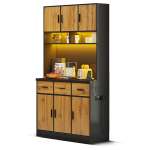 K&ouml;&ouml;gi buffet-kapp LED-valgustite, sahtlite, pistikupesade ja reguleeritavate riiulitega 100x40x180cm 1 tk