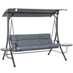 Hollywoodi kiik 3-kohaline, reguleeritava varikatusega, 271x125x177 cm, hall-must