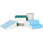 4-osaline pehmete klotside komplekt lastele vanuses 1-3 aastat, EPE, hall/roheline/sinine, 150x50x39 cm