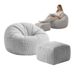 Pehme puhketool Mark Adler Comfy 3.0 Grey &ndash; jalatoega, hall velvet-kangas
