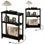 Magamistoa &ouml;&ouml;kapp, loft-stiilis, must, 45 cm pikkuse pistikupesaga