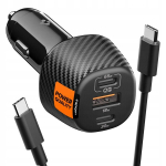 Autolaadija 113W 2xUSB-C PD USB-A, Automobilinis įkroviklis 113W 2xUSB-C PD USB-A