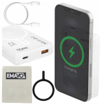 Akupank Magnetiline v&auml;line aku 10000 mAh juhtmevaba laadimisega PD 20 W valge, Magnetinė i&scaron;orinė baterija 10000 mAh su belaidžiu įkrovimu PD 20 W balta