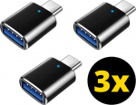USB-C USB-A-sse adapterid, 3 tk