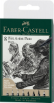 Pitt Artist Pen must 8tk - Faber Castell, Pintsel-pliiats Faber-Castell Pitt Artist Pen 199 8tk/pk