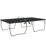 Kokkupandav pinglaud, 8 rattaga, pulberv&auml;rvitud terasraamiga, MDF, 274 x 152,5 x 76 cm, must
