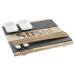 Sushisett - DKD HOME DECOR - Standard - Bambus og skifer - 25 x 22 x 3 cm - Sort og naturlig