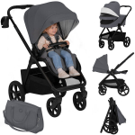 Lapsevanker 2in1 vankrikorviga kuni 22 kg, GravelTech rattad, vedrustus, 3D ventilatsioon &ndash; Lionelo Carmine Grey Stone, Grey Stone