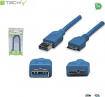 Techly Usb 3.0 A kuni Micro B kaabel, 2m, sinine