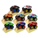 Resorak Monster Truck Pull Back drive Kummist rehvid Metallist kere + evolutsiooniramp