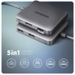 Axagon USB keskjaam HMC-5HL 5in1 5Gbps, 2x USB 5Gbps, 1x HDMI, 1x RJ-45, 0.2m toitekaabel