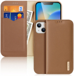 Telefoni&uuml;mbris Dux Ducis Hivo Leather Flip Cover Genuine Leather Wallet for Cards and Documents iPhone 14 Plus, pruun