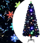 vidaXL kunstkuusk LED-lumehelvestega, must, 180 cm, kiudoptiline