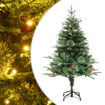 vidaXL kunstkuusk LEDide ja m&auml;nnik&auml;bidega, roheline, 120 cm, PVC ja PE